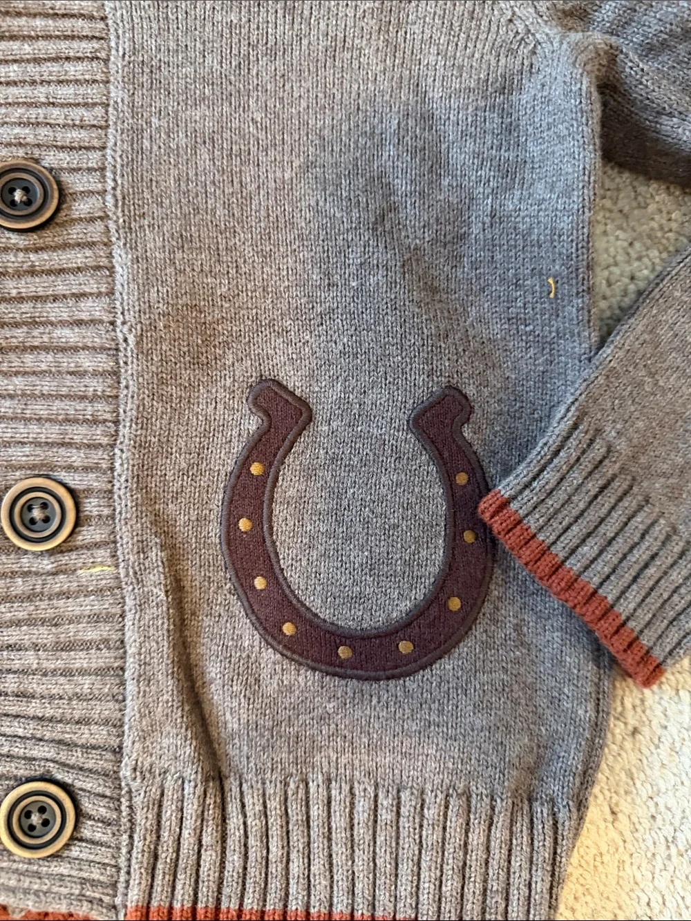 Gymboree Gray Shawl-Collar Knit Cardigan with Horseshoe Pockets